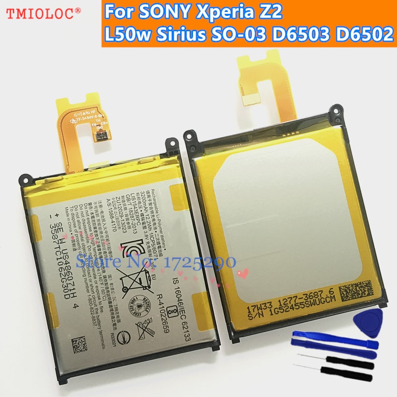 Originele LIS1543ERPC 3200Mah Batterij Voor Sony Xperia Z2 L50 L50W Sirius Dus-03 D6502 D6503 batterij