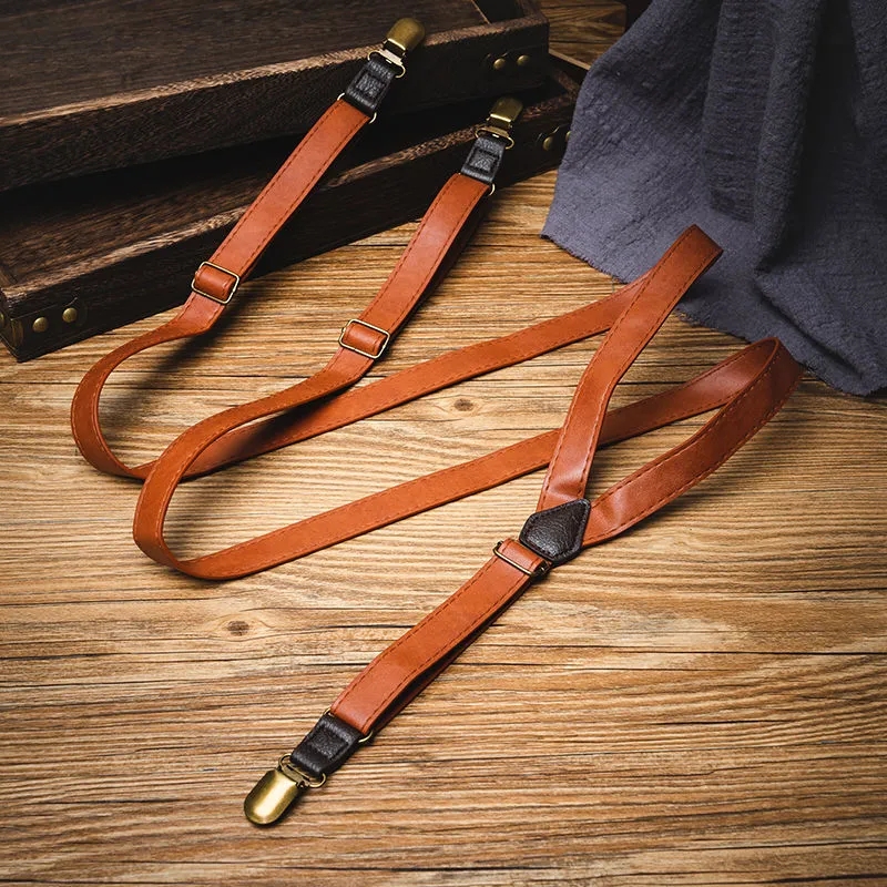 Bretelles de pantalon antidérapantes pour hommes, matériau à chevrons, Clip de sangle rétro, britannique, pour fête de mariage, 2x120cm: style-8