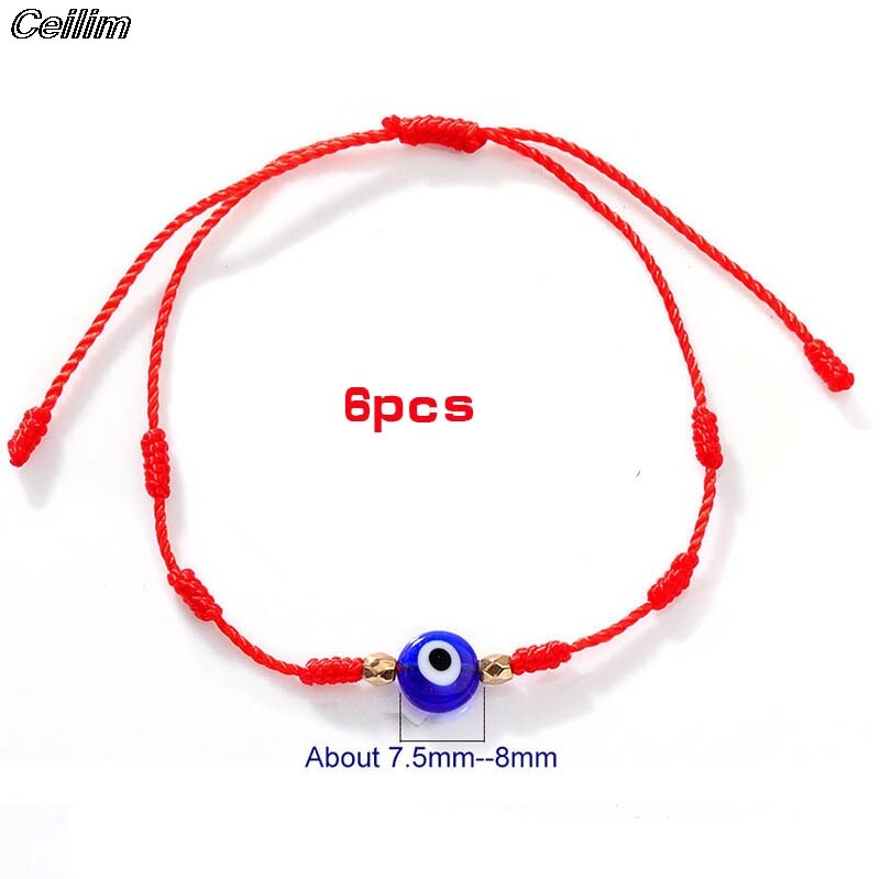 7 Knoop Rode Draad Armbanden Voor Bescherming Geluk Amulet Voor Succes Welvaart Handgemaakte Touw Armbanden Lucky Charm Bangle: 6pcs style b