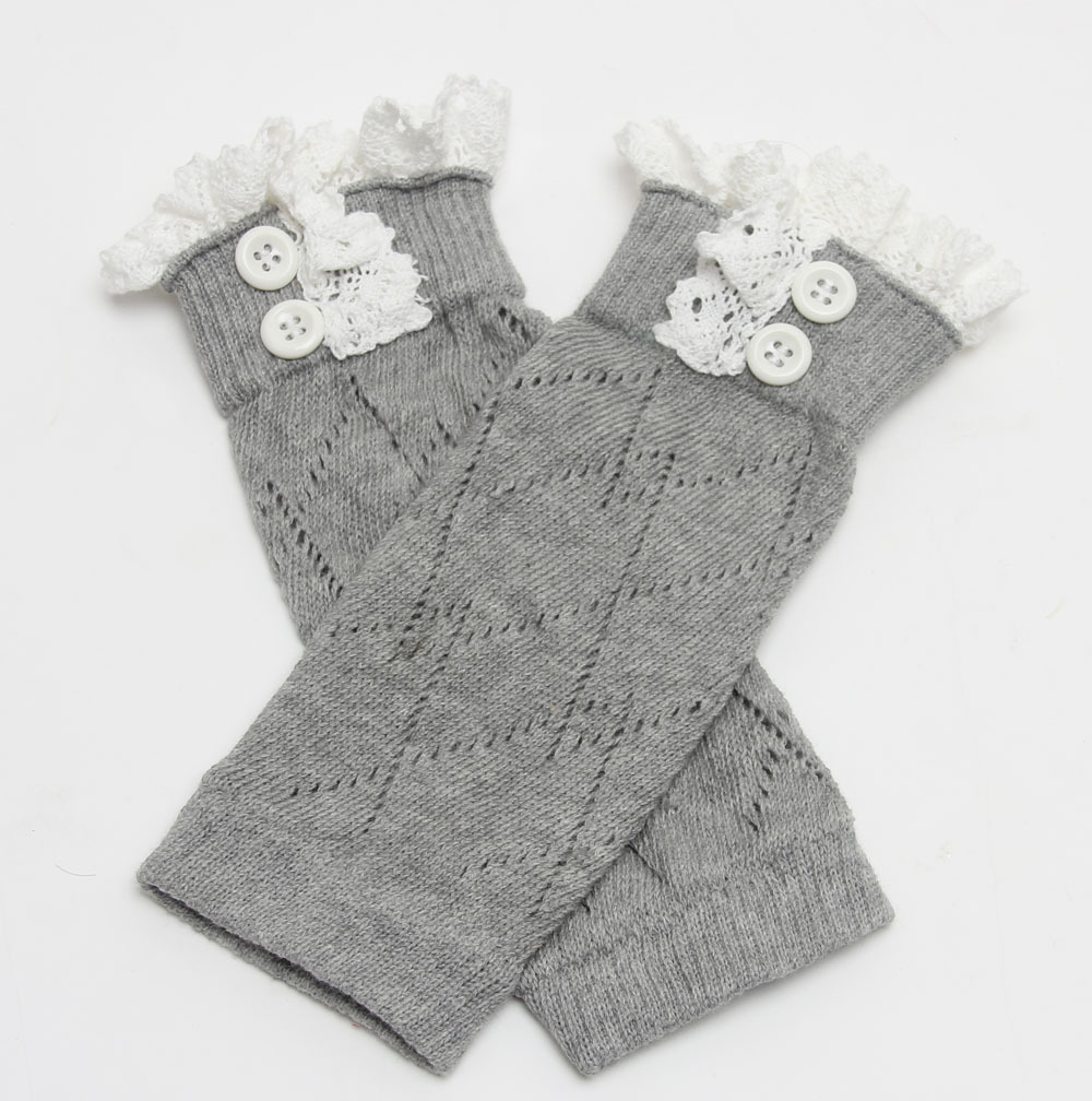Kids Children Baby Leg Warmers Winter Warm Kids Baby Girls Clothing Knitted Lace Infants Toddlers Trim Boot Cuffs Knee High: Gray