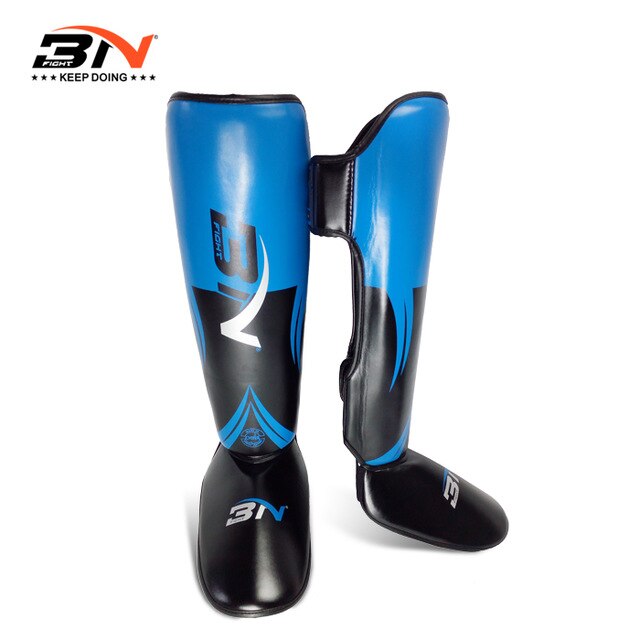 BNPRO une paire de protège-tibia de boxe en cuir d'unité centrale protecteur de cheville MMA Muay Thai jambières d'entraînement légères
