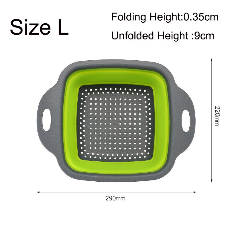 Silicone Collapsible Colander Quart Over The Sink Strainer Basket Kitchen Food Grade Flour Sifter Vegetable Strainers Dishwasher: Type E --Green --L