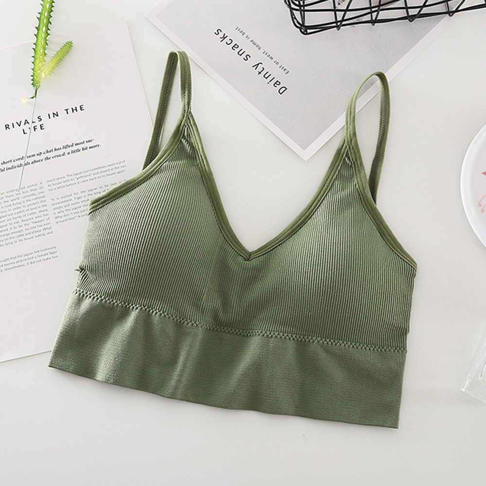 U-shaped Seamless Tube Top Bra Beauty Back Sling Strap Wrapped Chest Anti-light Ladies Sports Fitness Top Bra Underwear: green