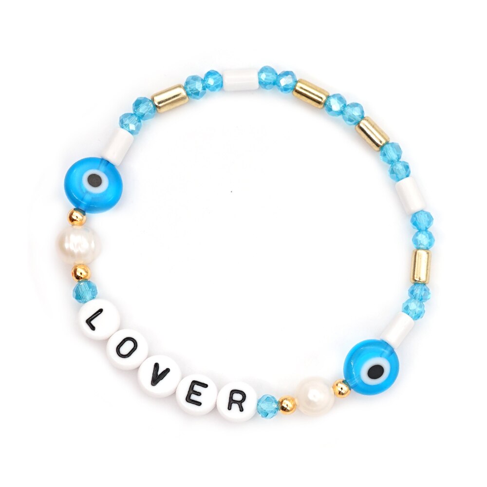 Shinus LOVER Letter Bracelets Enamel Tube Beaded Bracelet For Women Evil Eye Pearl Crystal Pulsera Mujer Summer Jewelry: ZZ-B200104D