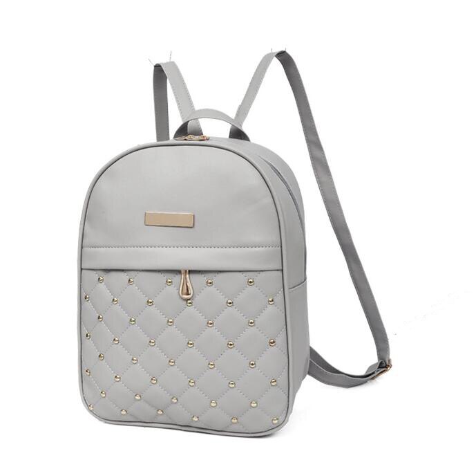 Casual Travel Bead Backpack for Teenage Girls PU Leather SchoolBag Backpack Mochila feminina Backpacks Shoulder Bags LB567: Gray