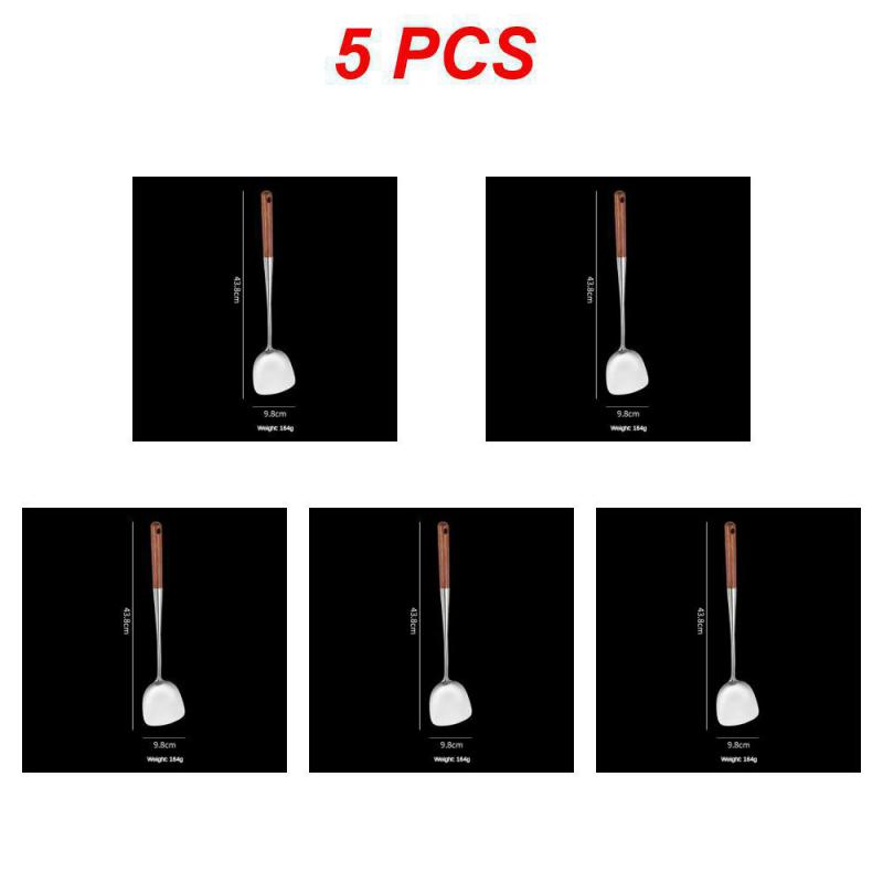 Utensilios de cocina de 1 a 6 piezas, espátula Wok de hierro y cucharón, juego de herramientas, espátula para cocinar de acero inoxidable, accesorios de cocina: Amarillo claro
