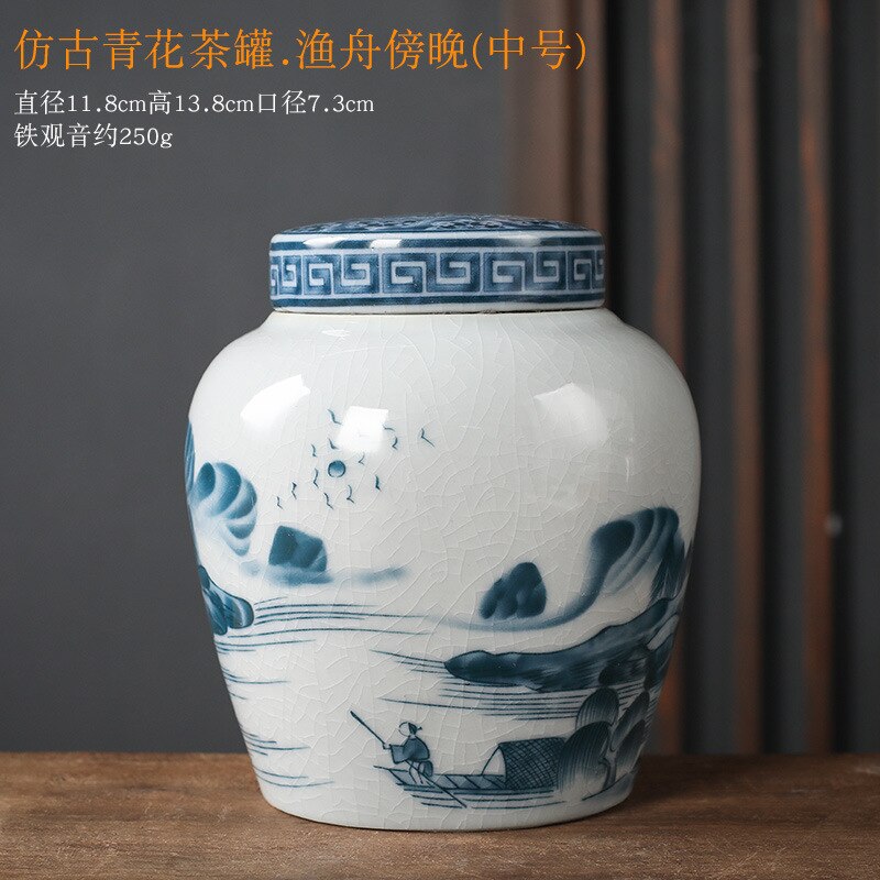 Klassieke Bloem Landschap Theebus Keramische Opslag Pot Met Deksel Grote Capaciteit Thuis Snoep Moer Koffieboon Verzegelde Opslag jar: H-medium