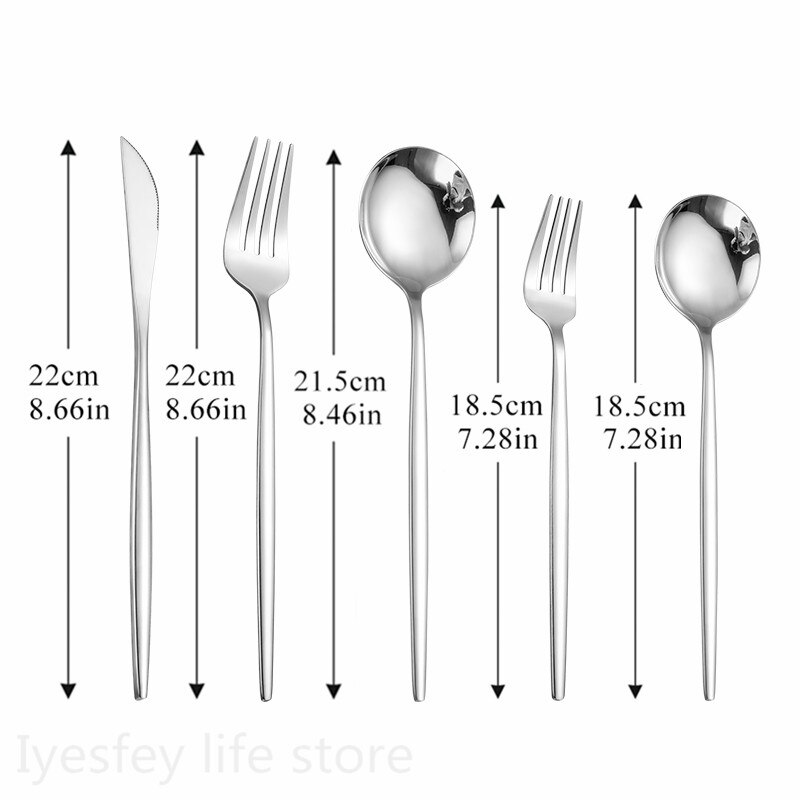 Argent coréen nourriture argenterie couverts 304 en acier inoxydable miroir polissage couteau cuillère fourchette dîner ensemble vaisselle vaisselle ensembles