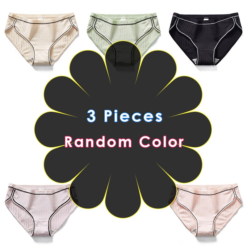 Katoenen Slipje Voor Vrouw Sexy Mode Knickers Zachte Slips Ondergoed Effen Kleur Meisjes Dames Onderbroek 3 Stks/set: XL