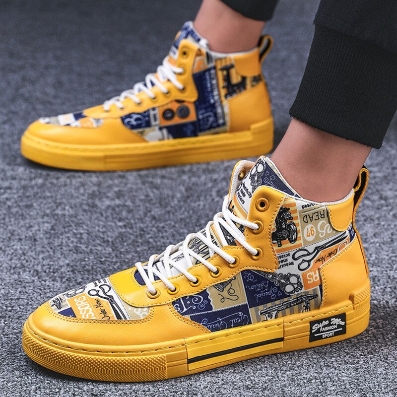 Chaussures de skateboard montantes en toile pour homme, baskets de sport, d'extérieur, respirantes, à lacets, pour la marche