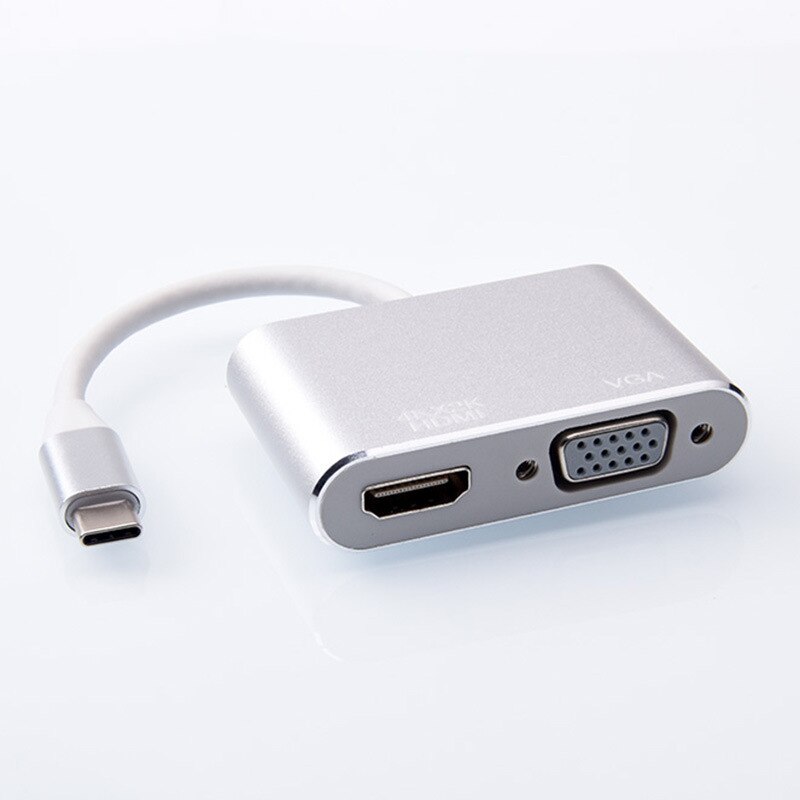 USB 3.1 Type-C to HDMI VGA 1080P 4K 1080P Video Adapter USB C HUB Converter for Laptop MacBook Projector TV: Silver