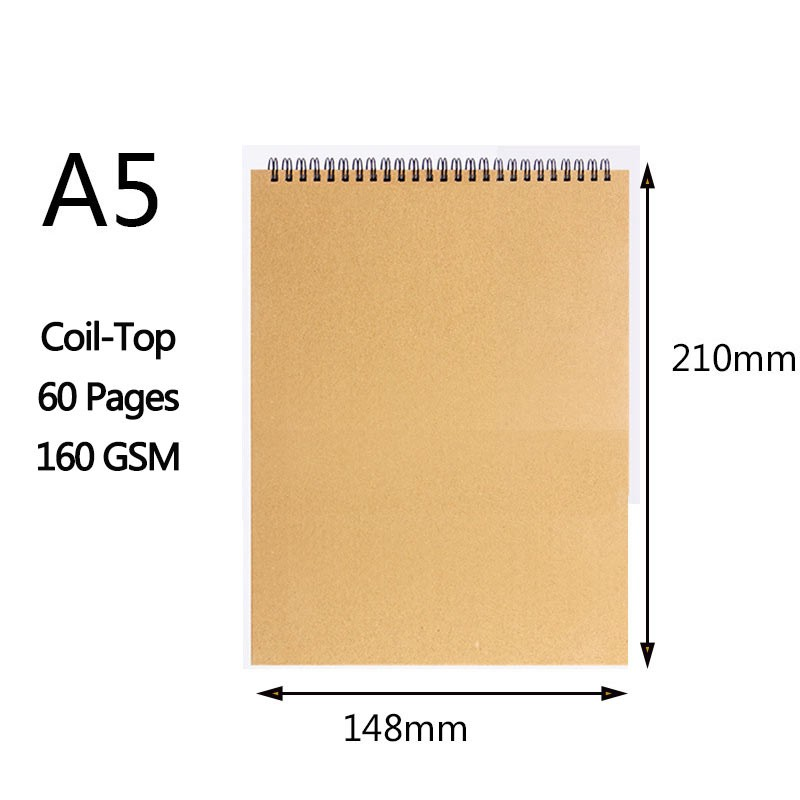 Cuaderno de bocetos , papel grueso, cuaderno en espiral de 160GSM, suministros escolares de arte, Bloc de notas de dibujo con lápiz: Caqui