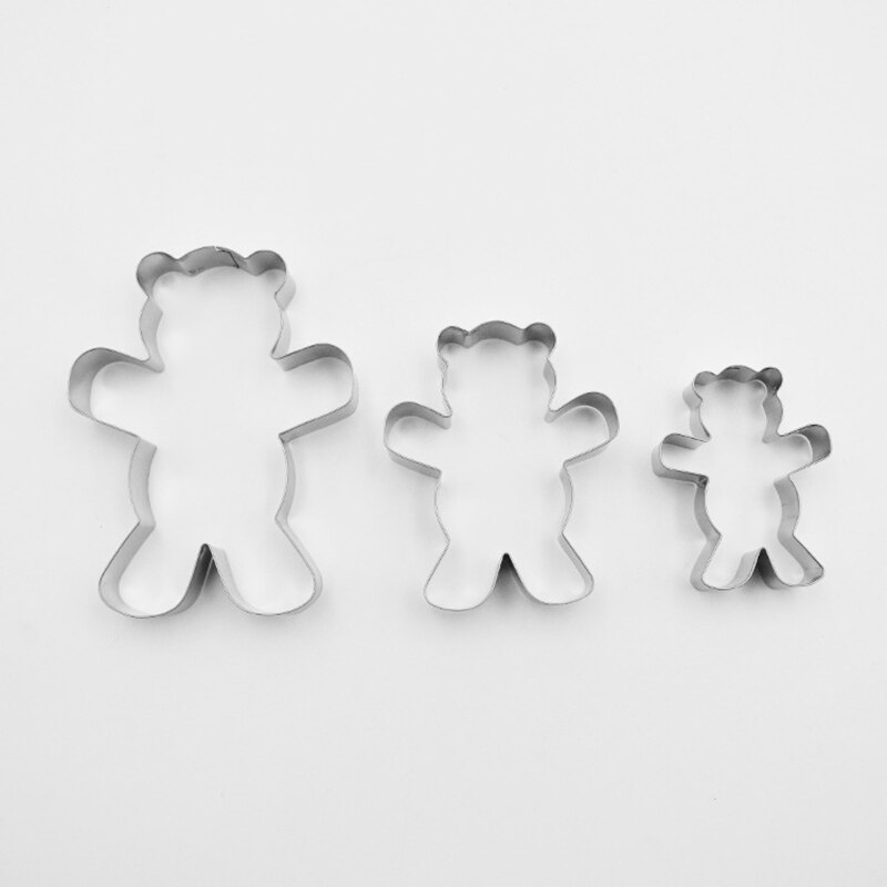 3Pcs Bear Hug Stainless Steel Cookie Cutter Biscuit Mold Set Fondant Cake Mold Baking Tools Sugar Biscuit Paste Mold Cutter