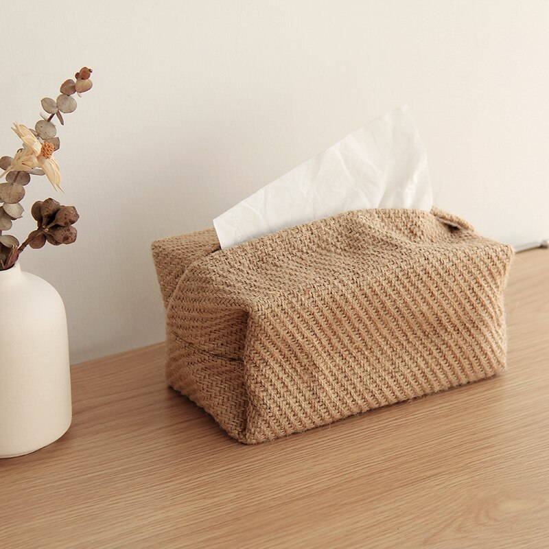 eins Baumwolle Und Leinen Pumpen Kasten Stoff Einfache Weben Homestay Dekoration Wc Papier Lagerung Beige Aprikose Foto Stütze