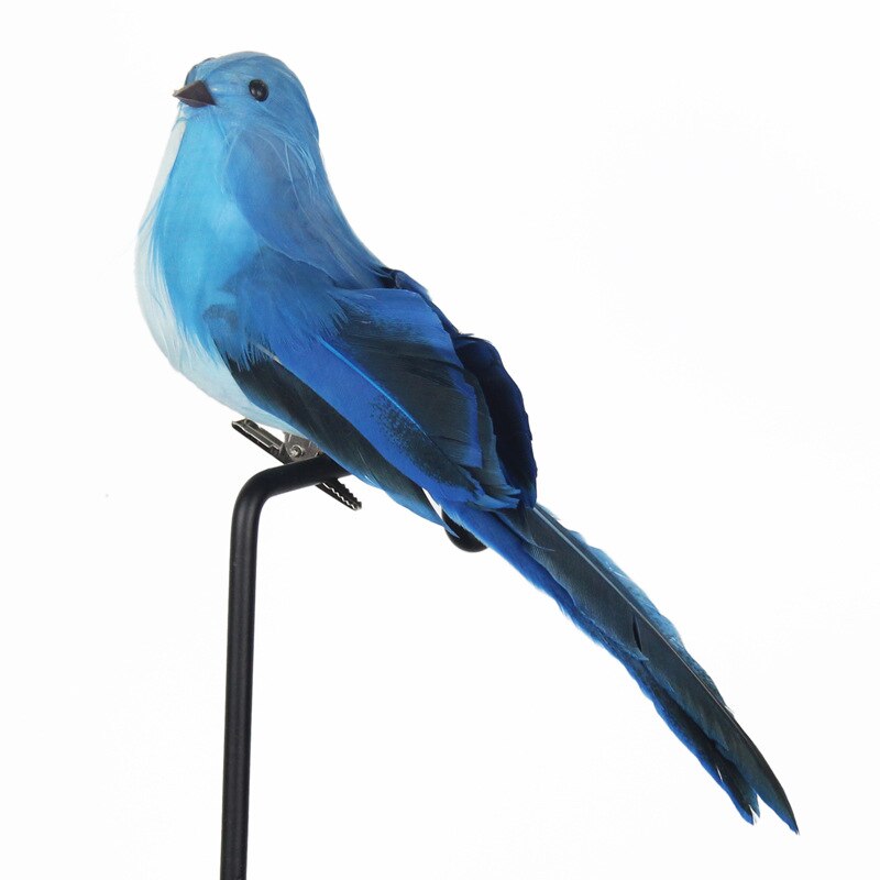 Foam Home Outdoors Garden Wedding Decoration Ornament 1pc Feather Artificial Parrots Imitation Bird Model DIY Party Use: Blue