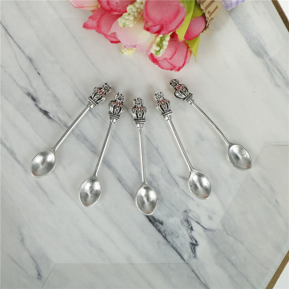 5 teile/los Besteck metall Gold Silber Kaffee Löffel Krone Dekor Griff Teelöffel Nachtisch Löffel Küche Cafe Liefert