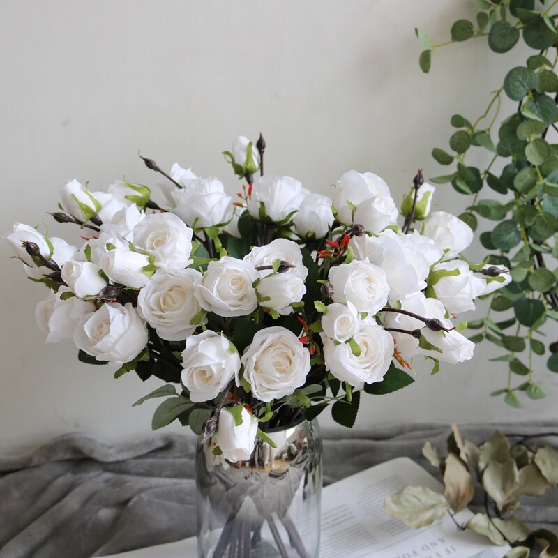 3 Hoofden Zijde Rozen Boeket Vazen Voor Home Decor Jaar Kerst Wedding Decoratieve Bloemen Kransen Goedkope Kunstbloemen