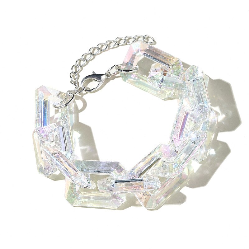 transparent Kubanischen klobig Dicke Armbänder Armreifen Übertreibung Weiß Acryl Geometrische Platz Armbinde wickeln Handgelenk Kette Schmuck