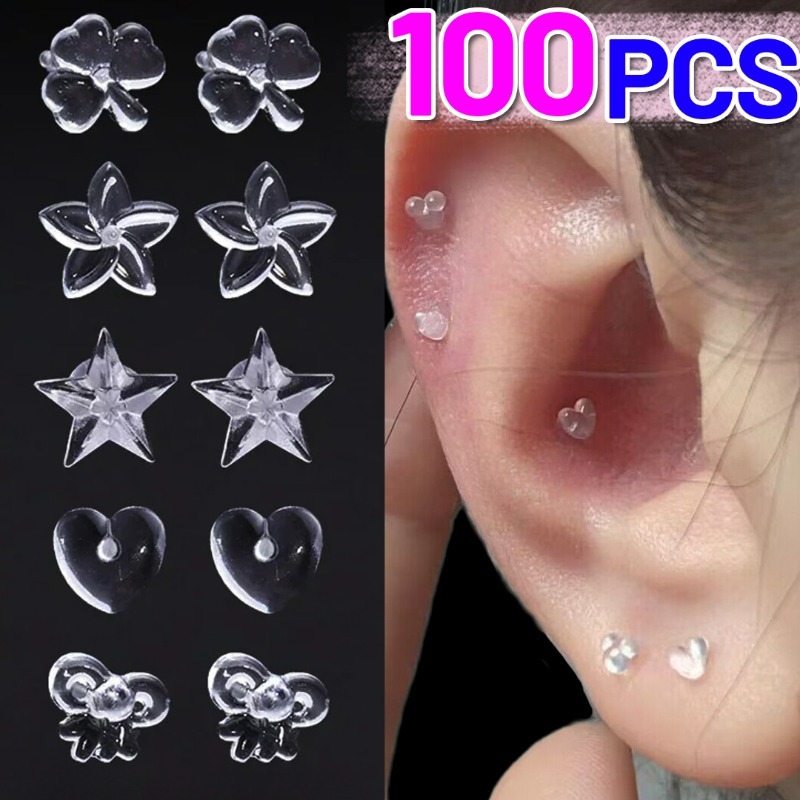 Resin Star Stud Earrings - Invisible Anti-Allergy Cute Piercing Jewelry for Women