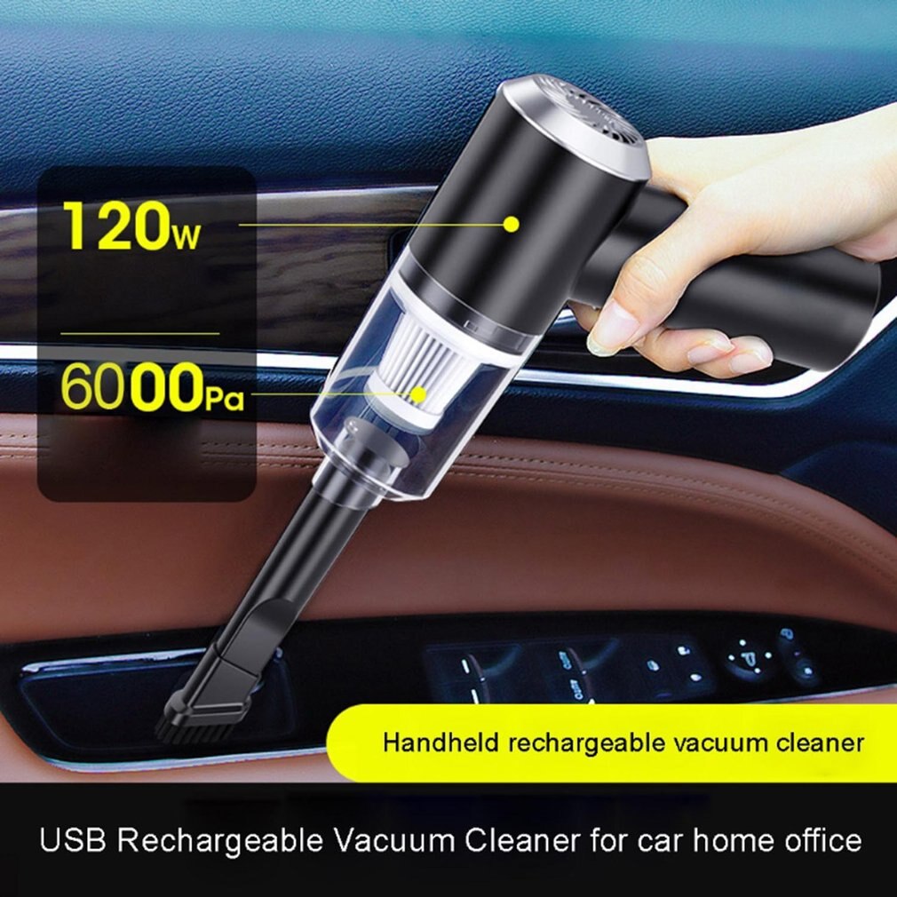 USB Rechargeable Cordless Mini Car Vacuum Cleaner 6000Pa 120W Portable Handheld Powerful Vacuum Cleaner for SUV Home Office