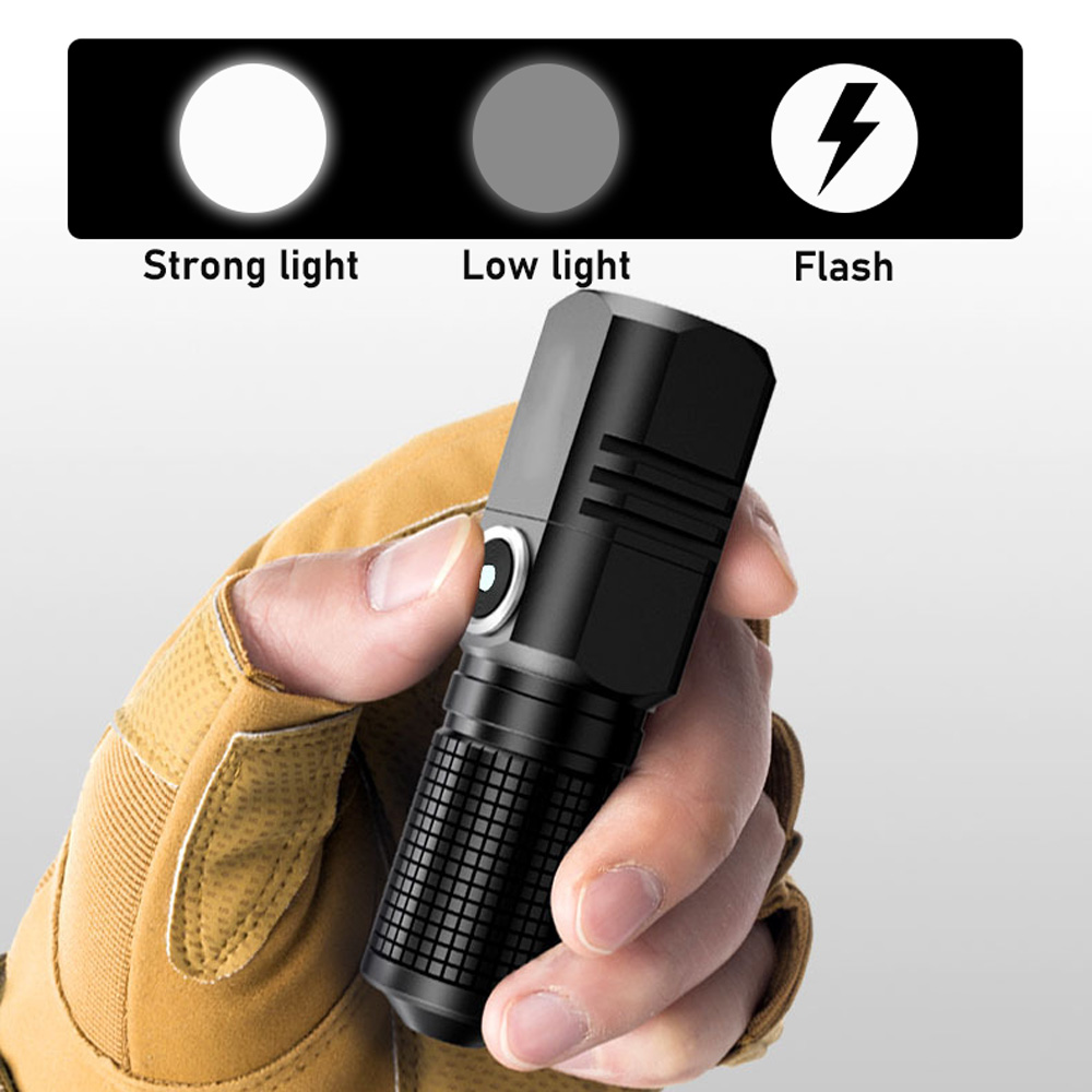 Mini linterna Led potente XHP50 de 10000 lúmenes, batería integrada, 3 modos, luz de Flash recargable por Usb, lámpara
