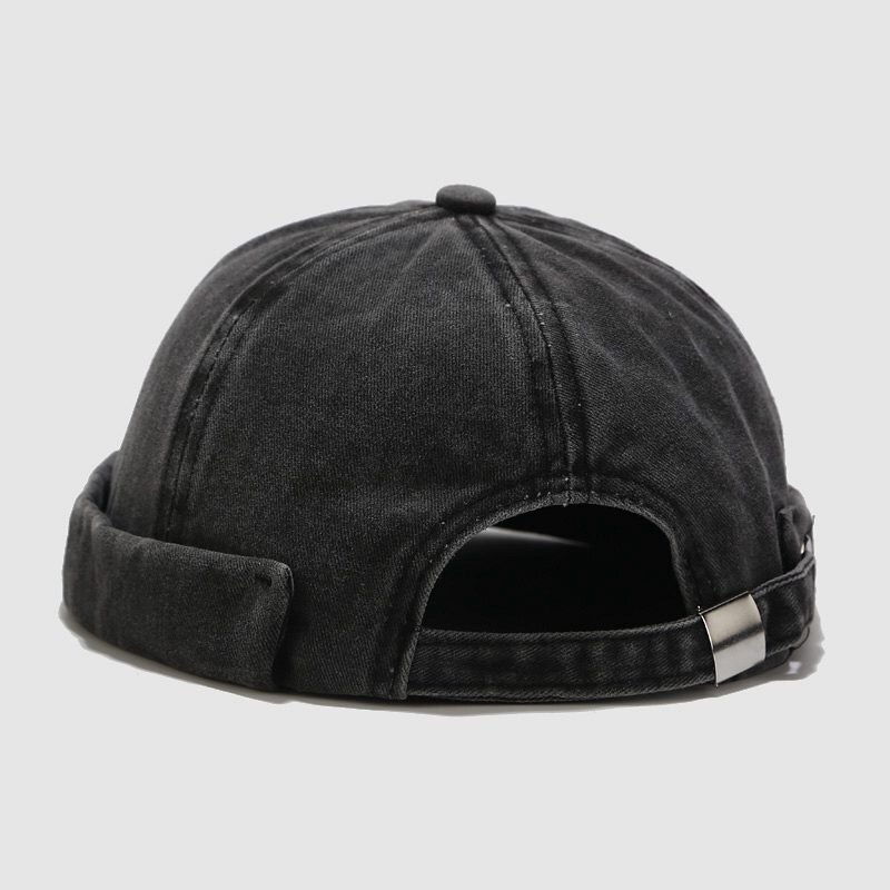 Retro beanie hat afslappet mænd street docker sailor biker hat kasketter til mænd kvinder kasket huer vinter hatte til mænd vintage motorhjelm mal: Sort