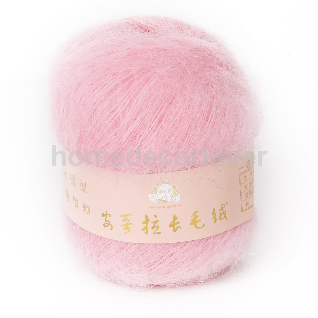 Fil à tricoter en laine de cachemire rose, 1 écheveau de Mohair Angola, couture,