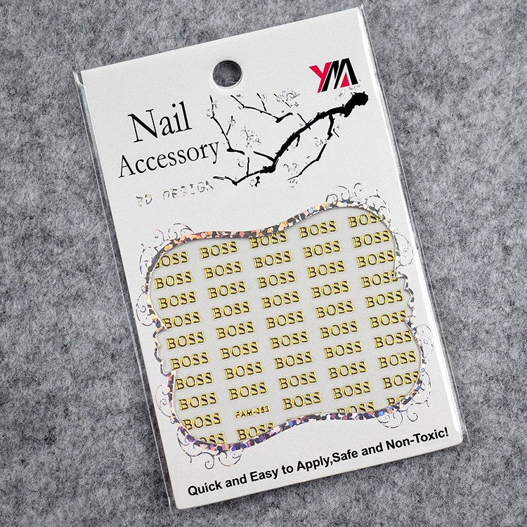 30pcs metal brand nail stickers