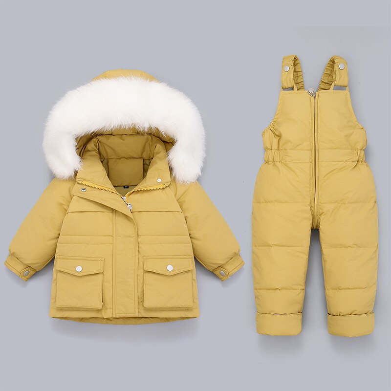 Conjuntos de roupas de inverno para crianças, jaqueta e conjuntos de neve para crianças pequenas, menino e menina, casaco grosso de parca-30 ℃