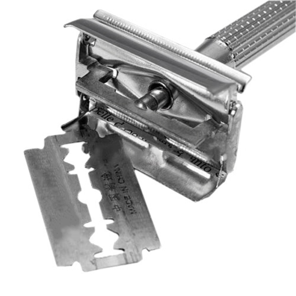 Men'S Traditional Double-Edge Blade Safety Razor Hair Beard Silver Manual Shaver