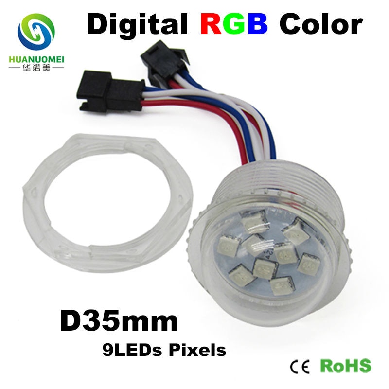Adresseerbare 35mm 9 LEDs SMD 5050 waterdichte rgb smd led pixel module licht UCS1903 digitale lamp volledige kleur pretpark