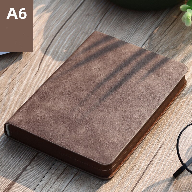 Portable mini notebook small notepad Exquisite printing book Students learn to write and office notebooks Leather A6 notebook: Khaki