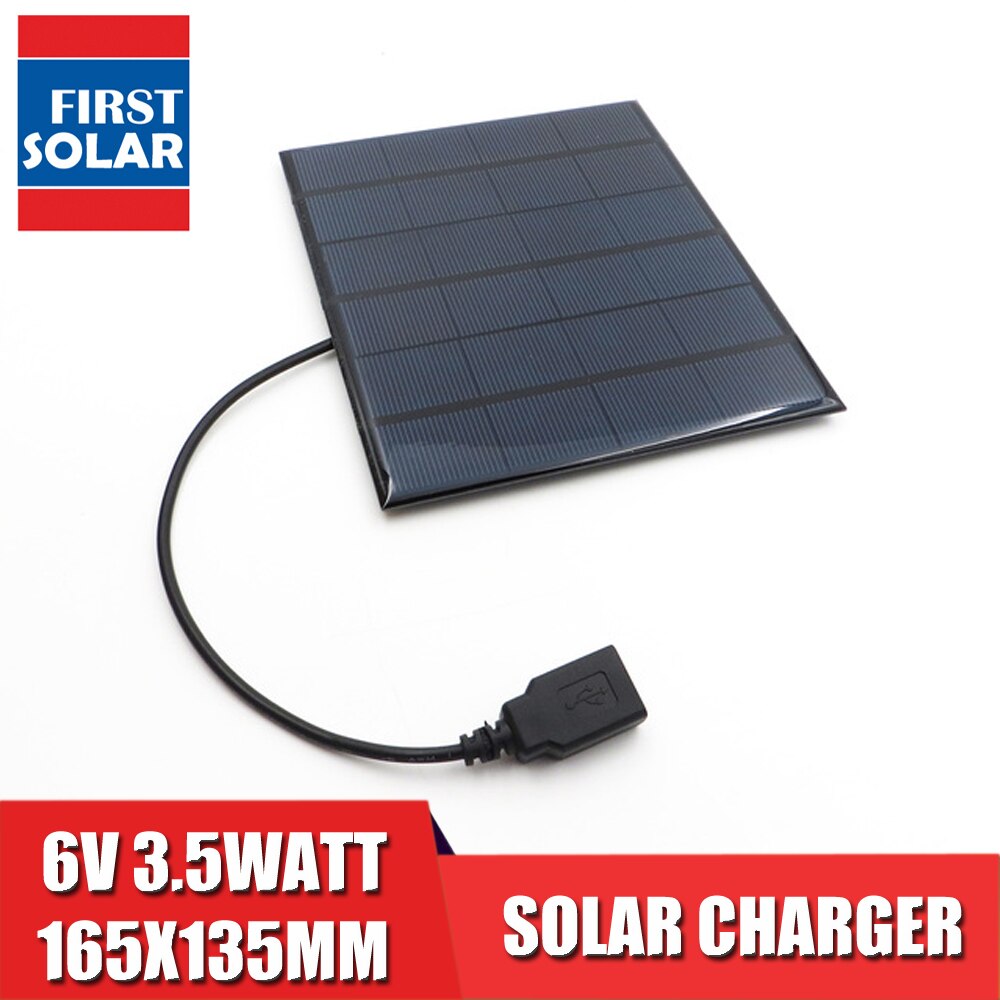 6V 3.5Watt Zonnepaneel Powerbank Charger Polykristallijne Zonnecel Diy Solar Charge Batterij 5V Usb Output Solar panel 6VDC