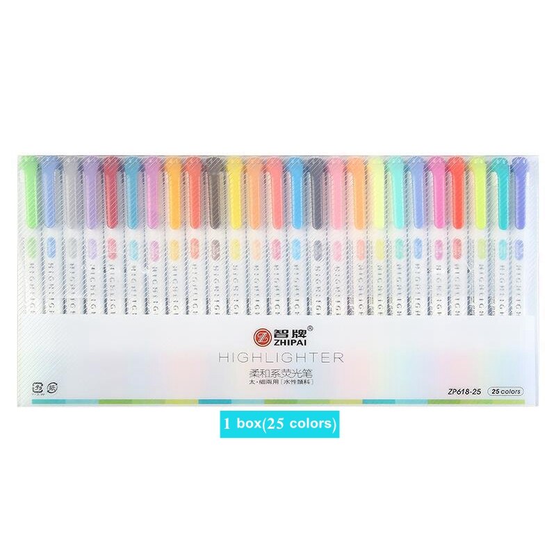10/15/20/25 farver dobbelthovedet fluorescerende pen highlightere kunst tuschpenne skoleartikler søde kawaii papirvarer: 25 farver-b