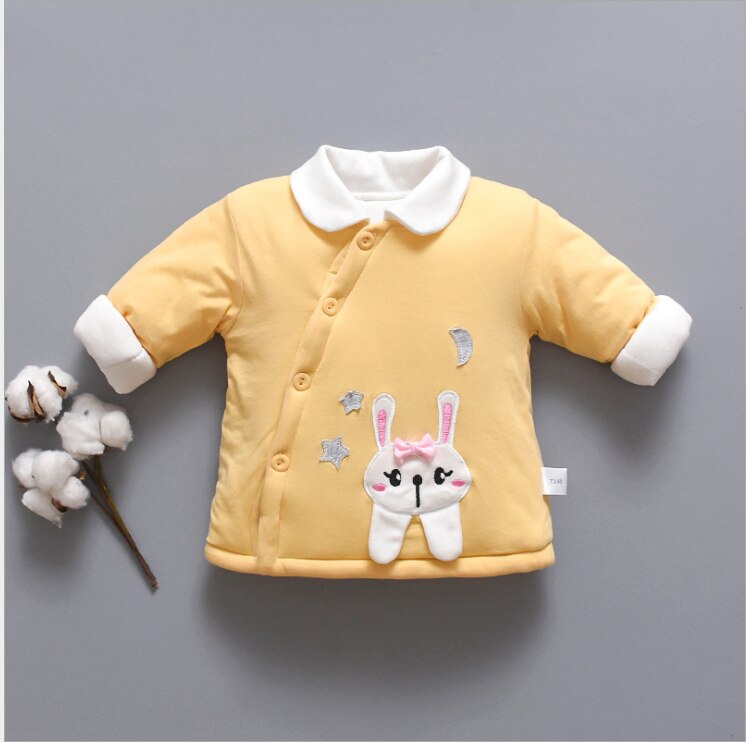 Kinderkleding kinderen jongens en meisjes katoenen jas met cartoon gedrukt warme katoenen jas voering: blue / 12m
