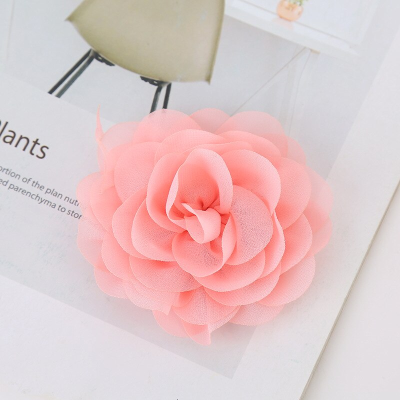 5 pçs 9cm moda cetim chiffon flores para diy acessórios de cabelo tecido buquê de flores decoração casamento cabeça envoltório para bandana: 3