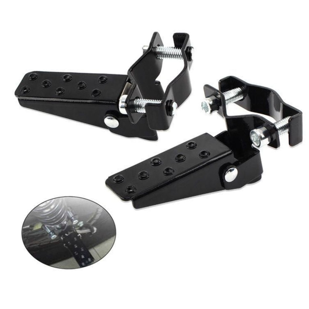 Black Retro Motorcycle Clamp-on Steel Axle Foldable Foot Step Pegs MTB BMX bike Folding Pedal Footrest Footpeg Universal