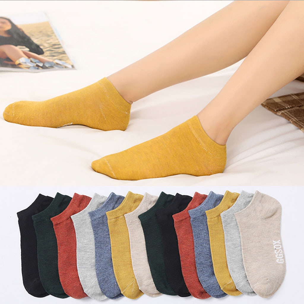 Cute Low Cut Socks Women Non-slip Candy Color Lett... – Grandado