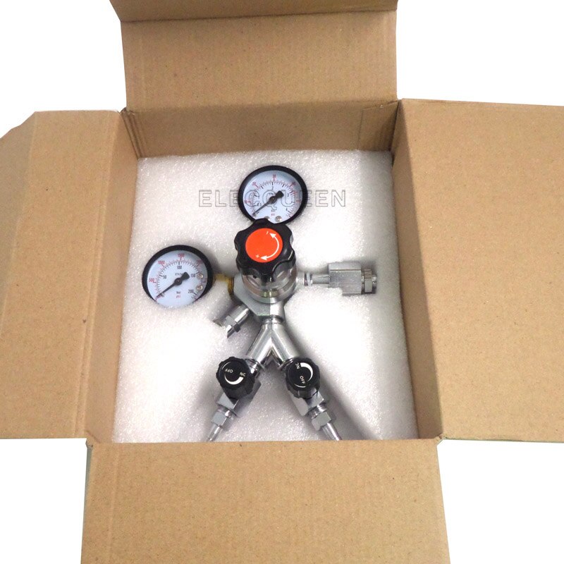 CO2 Dual Gauge Regulator with Y splier and two Checkvalve, Homebrew CO2 Regulator, 0~3000psi, 0~60psi,W21.8