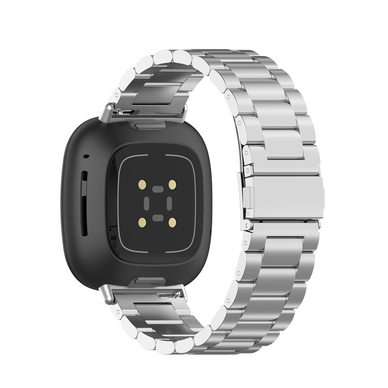 Stal stalowy pasek dla Fitbit Versa 3 4 zegarek metalowa bransoletka pętla dla Fitbit Sense 2 Versa 3 4 bransoletka zamienna zespół: Róża zielony / 17mm