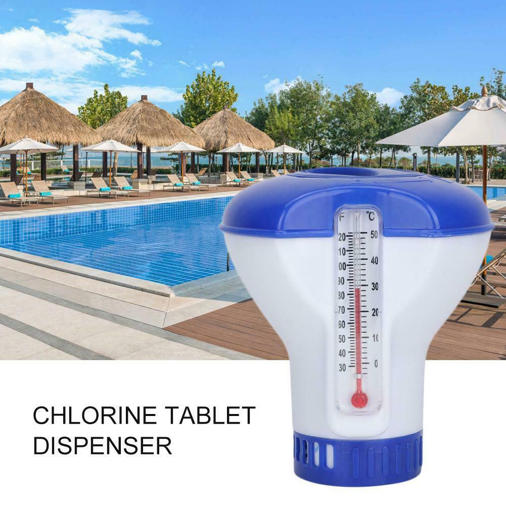 Floating Chemical Chlorine Tablet Automatic Dispenser with Thermometer Swimming Pool Disinfection
