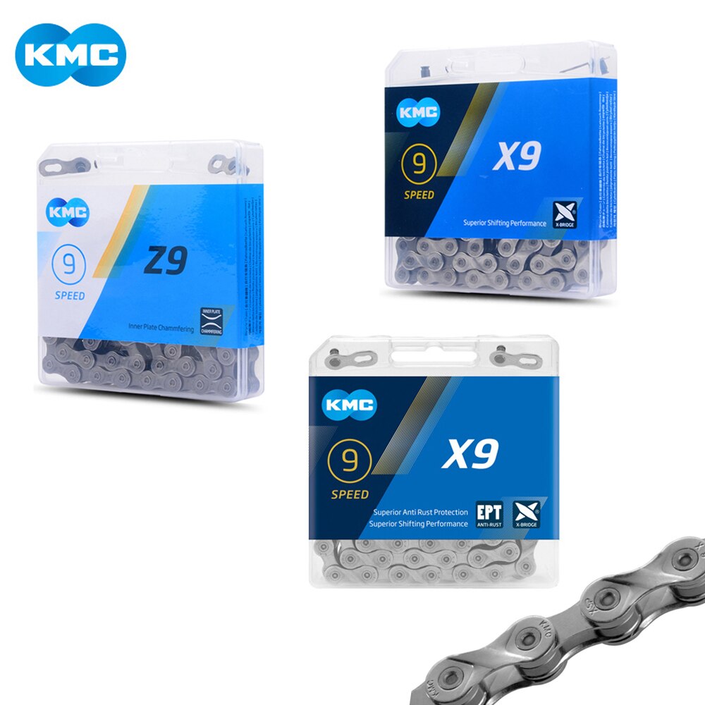 KMC X9 X9.93 X9EPT Z9 MTB Road Bike Silver Chain 116L 9Speed Bicycle Chain Magic Button Mountain With Original box
