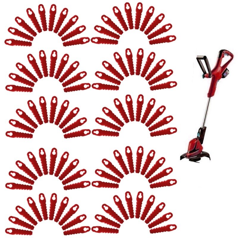 Universal 100pcs Plastic Mower Cutting Blades Grass Trimmer Blades 10*5mm Fits Lawnmower Mower Head Strimmer