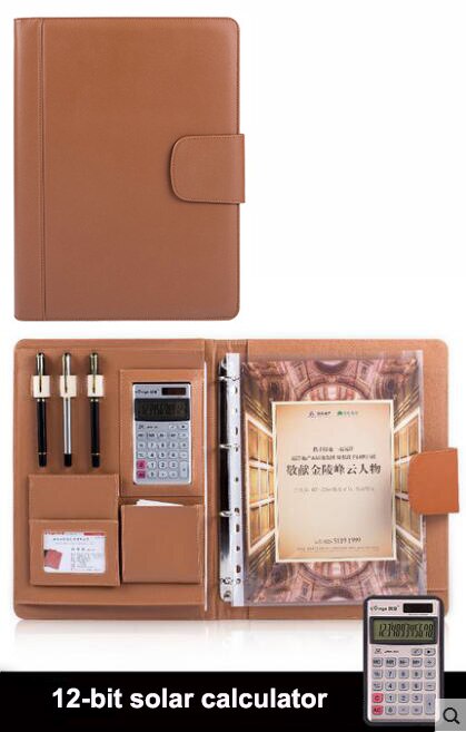 Classeur à anneaux a4 en cuir PU avec classeur-orange/marron/noir: brown 2