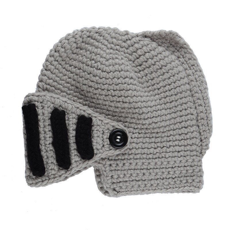 Skullies Beanie Roman Knight Topless Knit Hat Autumn Winter Gladiator Mask Cap Handmade Wild Knitted Male Hat