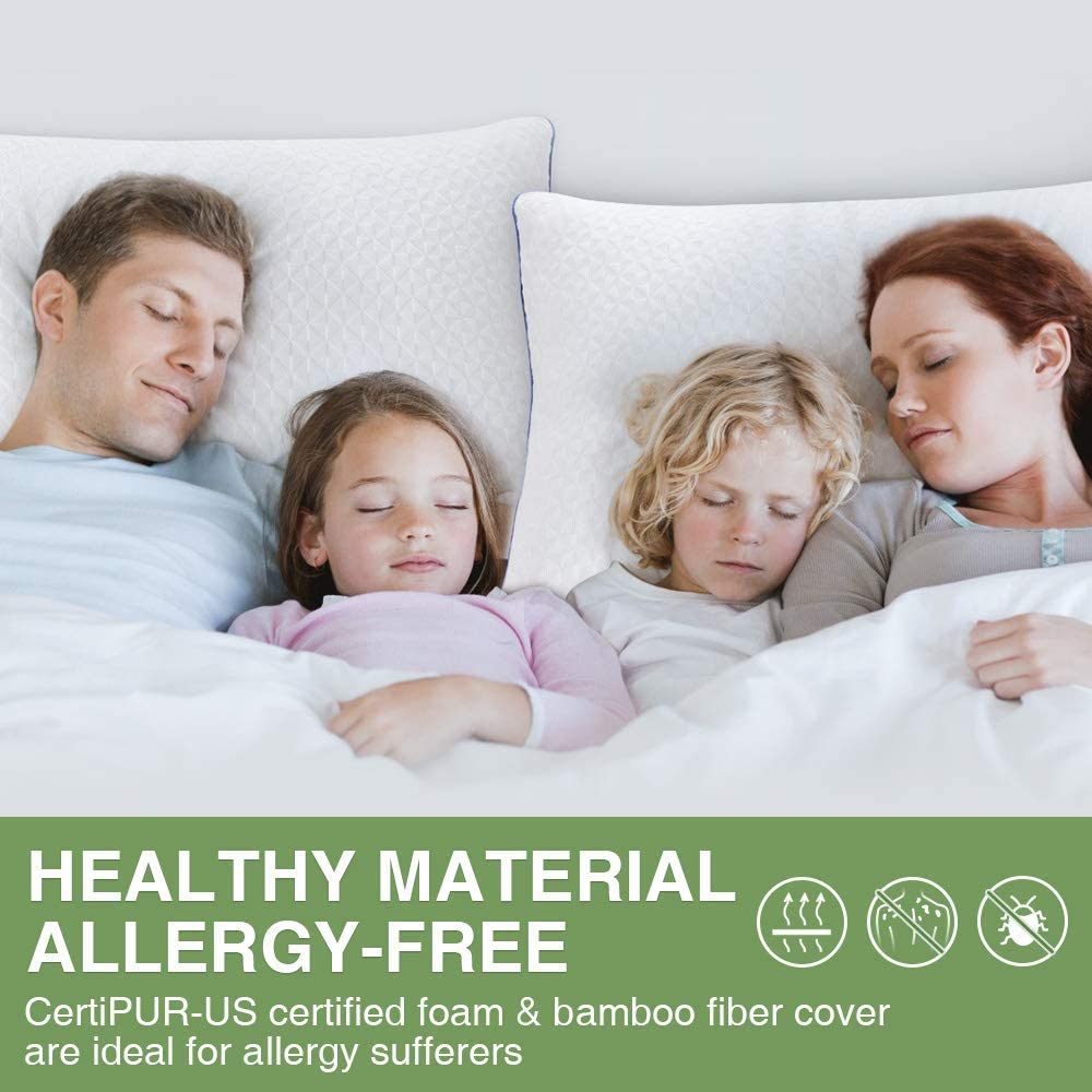 Viewstar Orthopedic Pillows for Sleeping Shredded Memory Foam Pillow Adjustable Bedding Pillows With Cooling Bamboo Cover