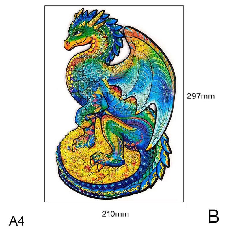 Wolf Shape DIY Wooden Puzzle For Adults Children Wooden Puzzles Animal Wooden Jigsaw Puzzle for Kids Toys: A4 long