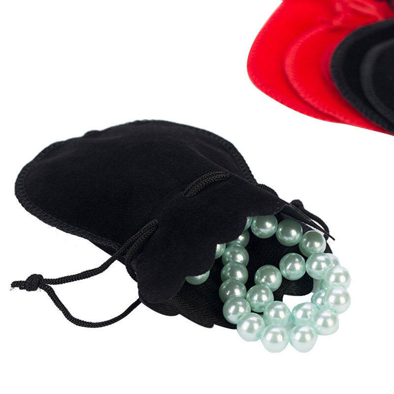 Bolsa de terciopelo 6x7 cm negro/tela roja organizador bolsa de Navidad/boda Cordón de para exhibición de joyería joyero Organizador