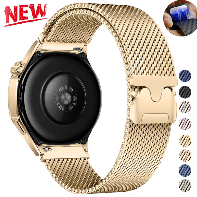 Pulseira de laço magnético milanês, 18mm 22mm 20mm para galaxy watch 7 6 5 4 40mm 44mm para huawei gt5pro gt4 pulseira de aço inoxidável