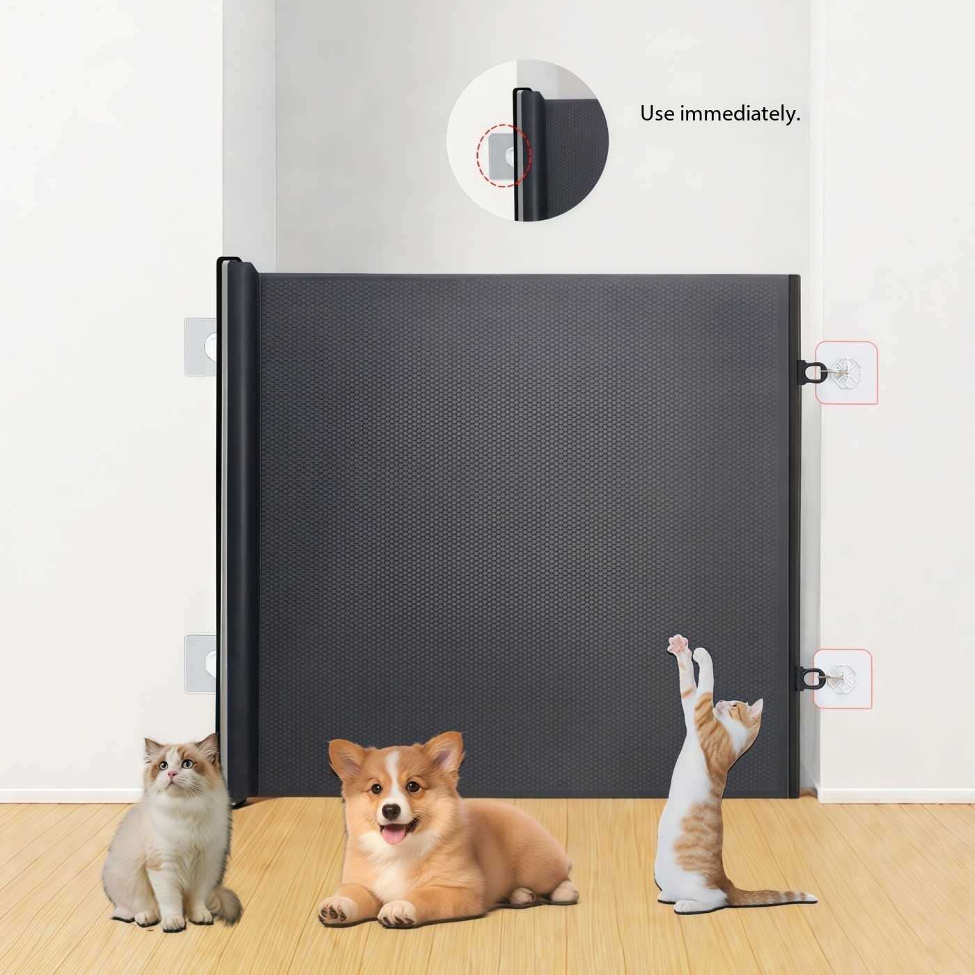 Recinzione retrattile automatica per animali domestici anti-fuga per gatti, cancello barriera anti-salto, ingresso/uscita porta per gatti, pannello di blocco gatti